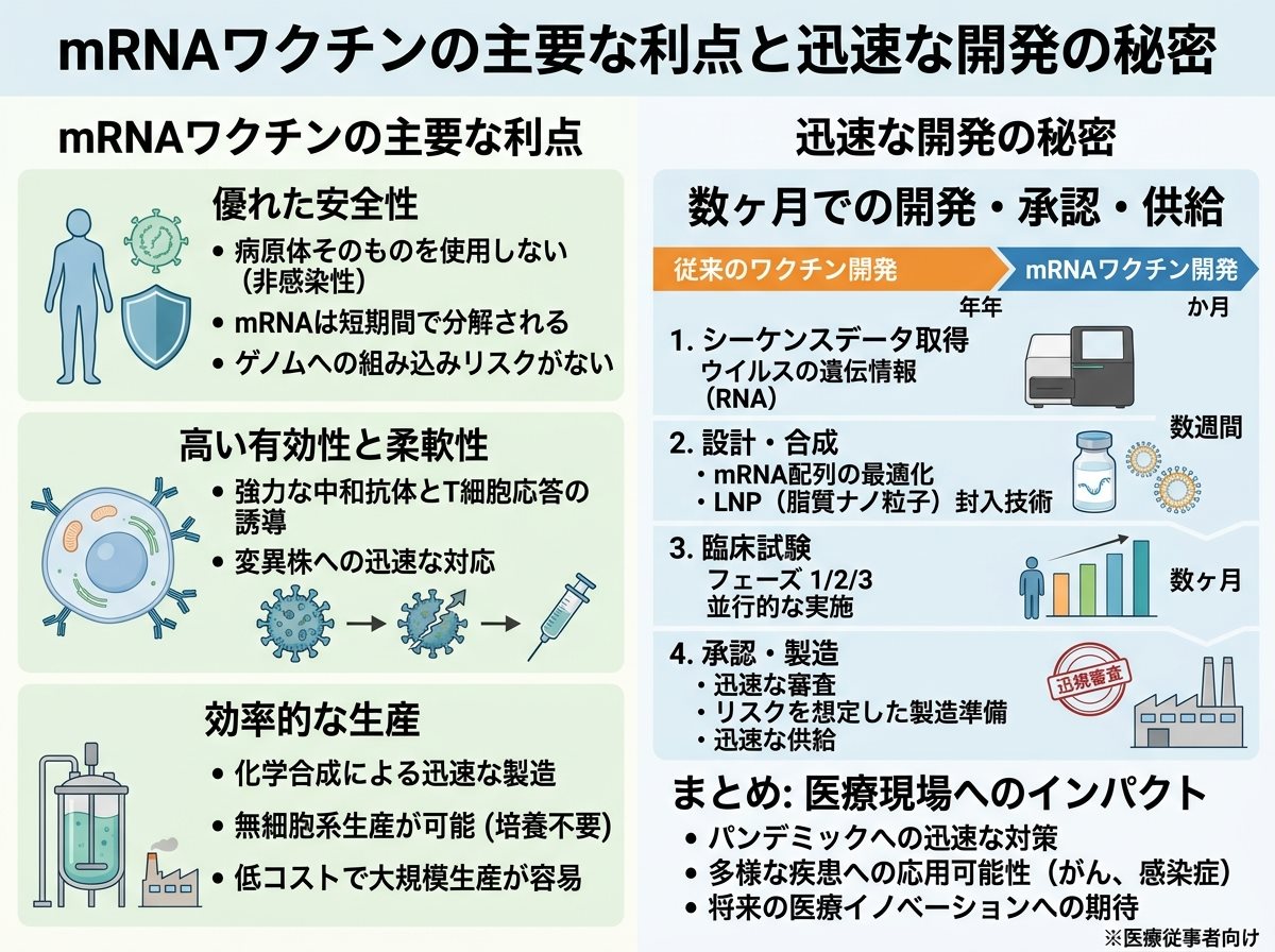 mRNAワクチンの主要な利点と迅速な開発の秘密