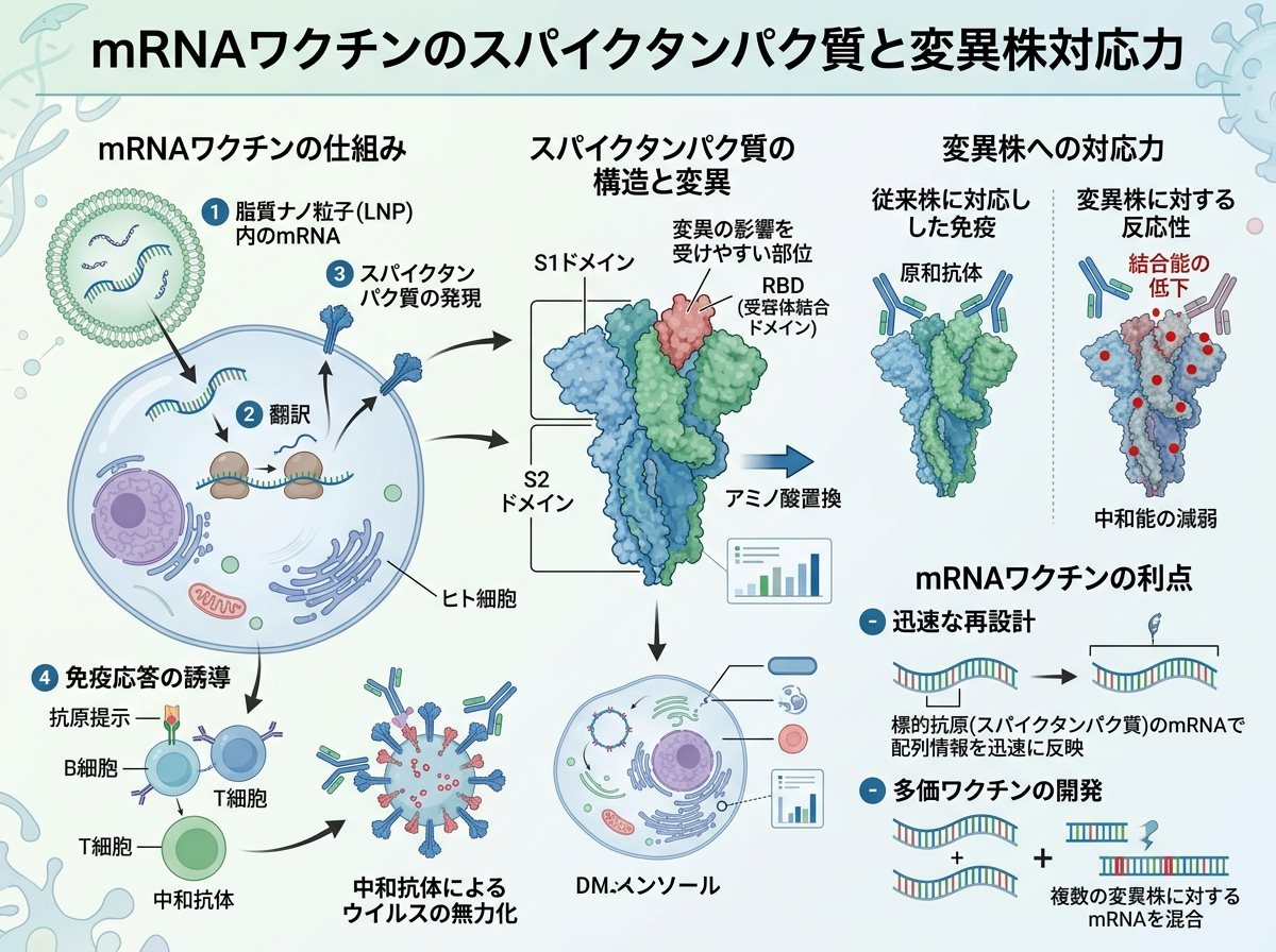 mRNAワクチンのスパイクタンパク質と変異株対応力