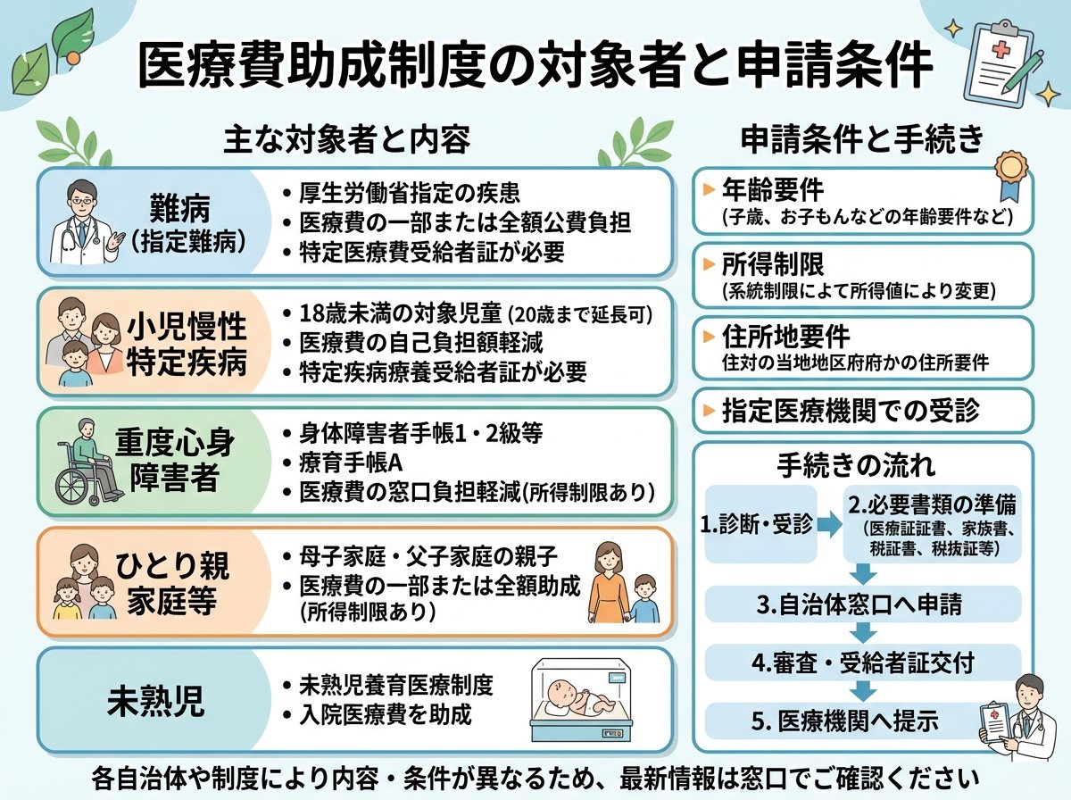 医療費助成制度の対象者と申請条件