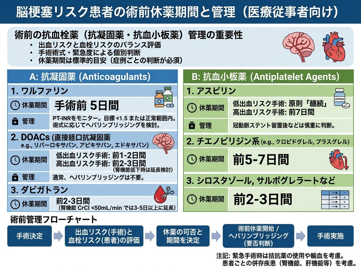 脳梗塞薬の術前休薬期間と管理