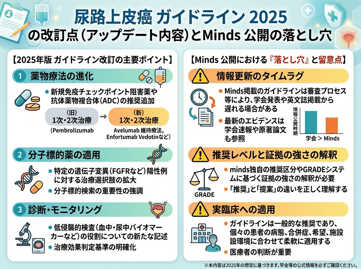 尿路上皮癌 ガイドライン 2025 の改訂点（アップデート内容）とMinds 公開の落とし穴