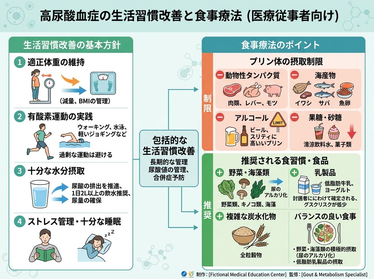高尿酸血症の生活習慣改善と食事療法
