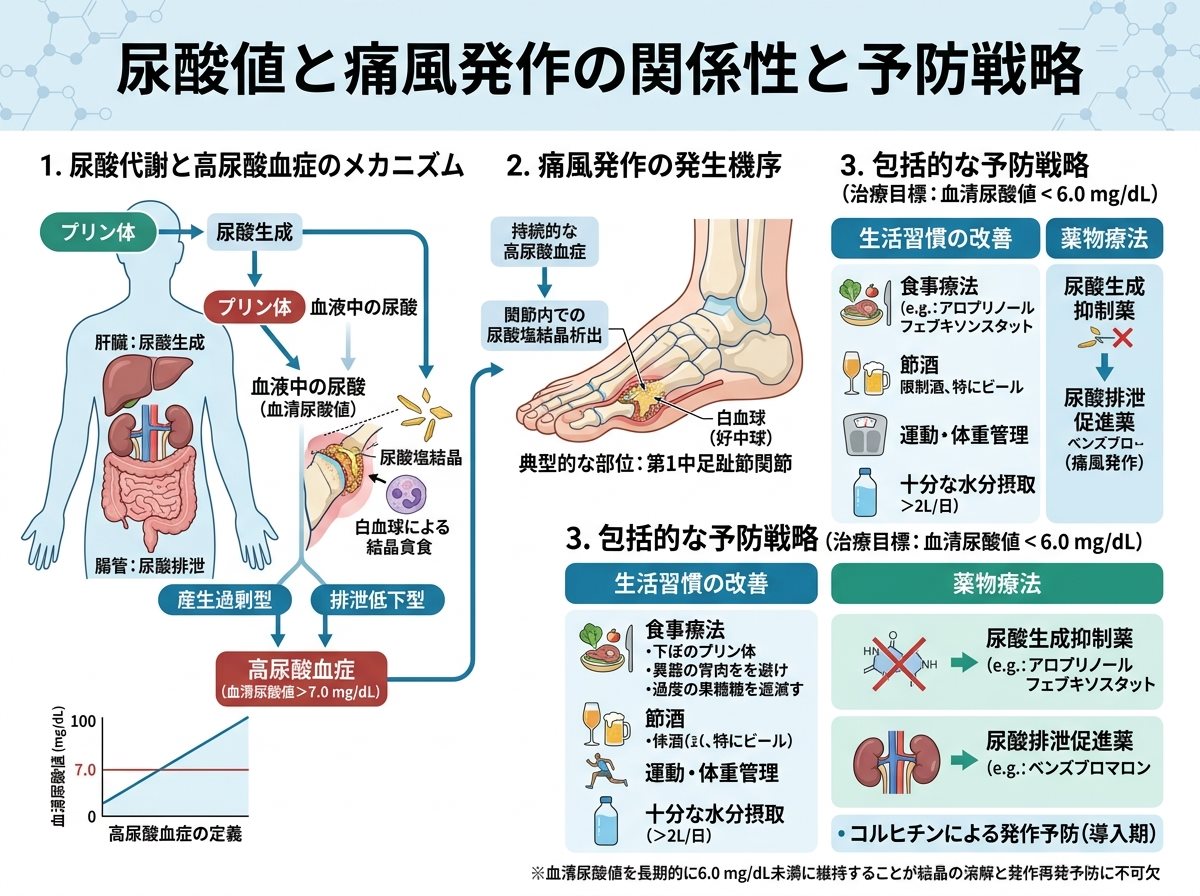 尿酸値と痛風発作の関係性と予防戦略