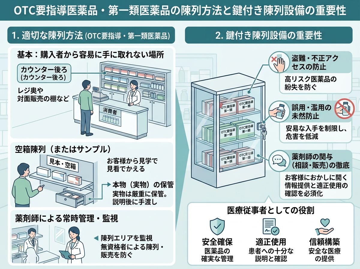 otc要指導医薬品・第一類医薬品の陳列方法と鍵付き陳列設備の重要性