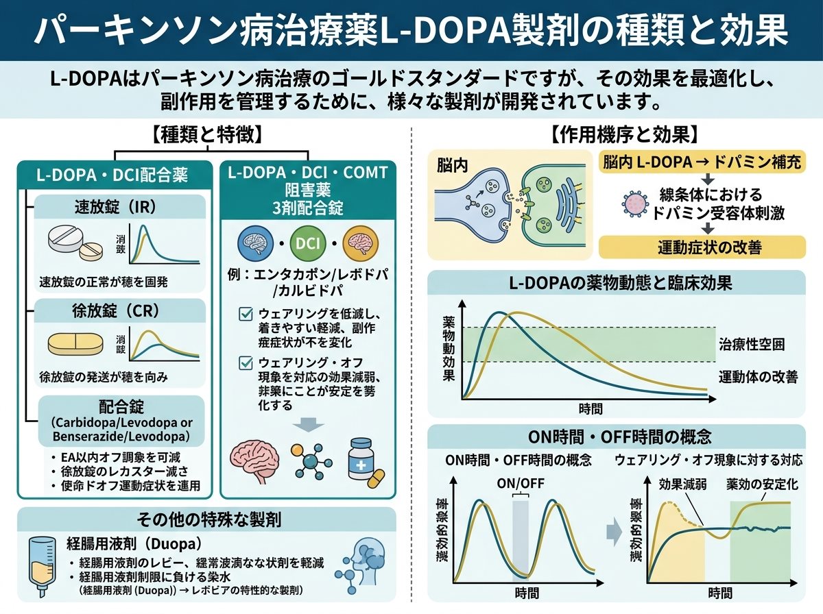 パーキンソン病治療薬L-DOPA製剤の種類と効果