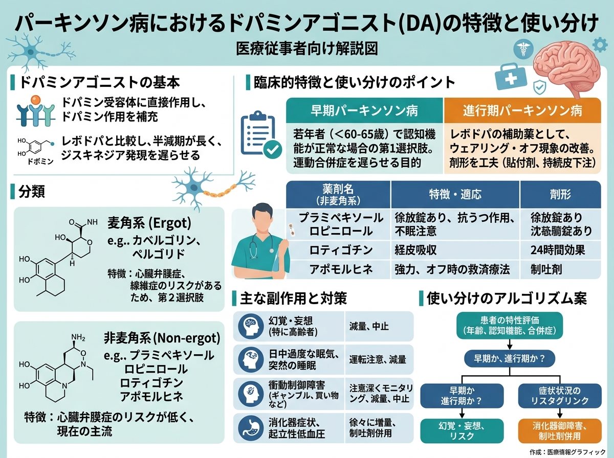 パーキンソン病ドパミンアゴニストの特徴と使い分け