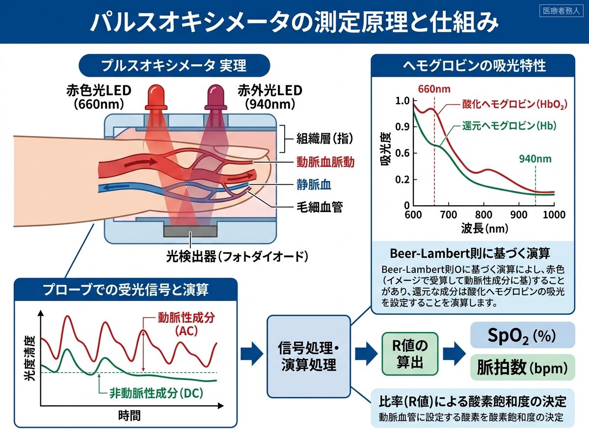 パルスオキシメータ測定値の原理と仕組み