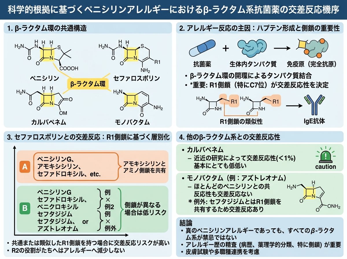 ペニシリンアレルギーにおけるβ-ラクタム系交差反応の科学的根拠