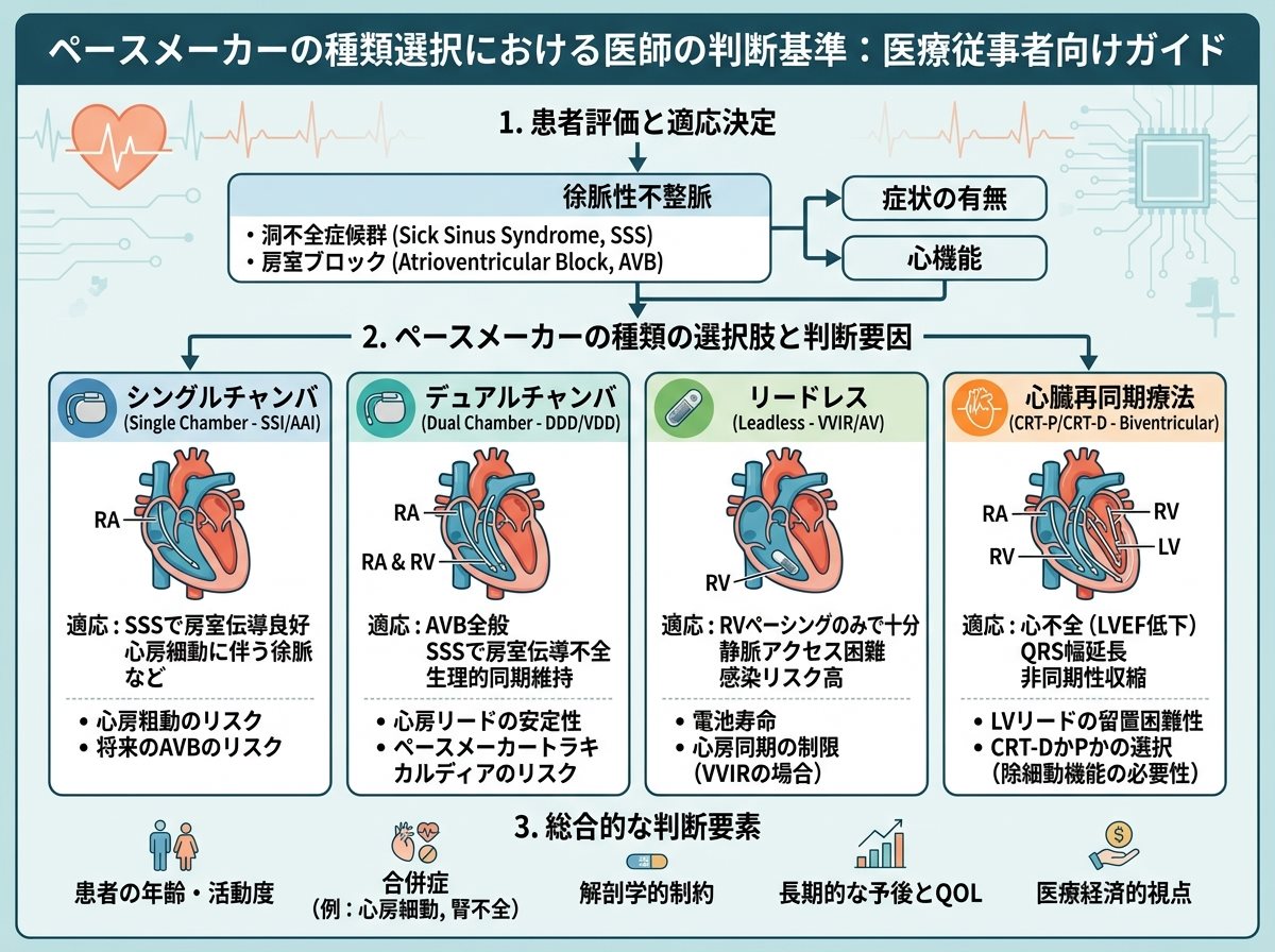 ペースメーカーの種類選択における医師の判断基準