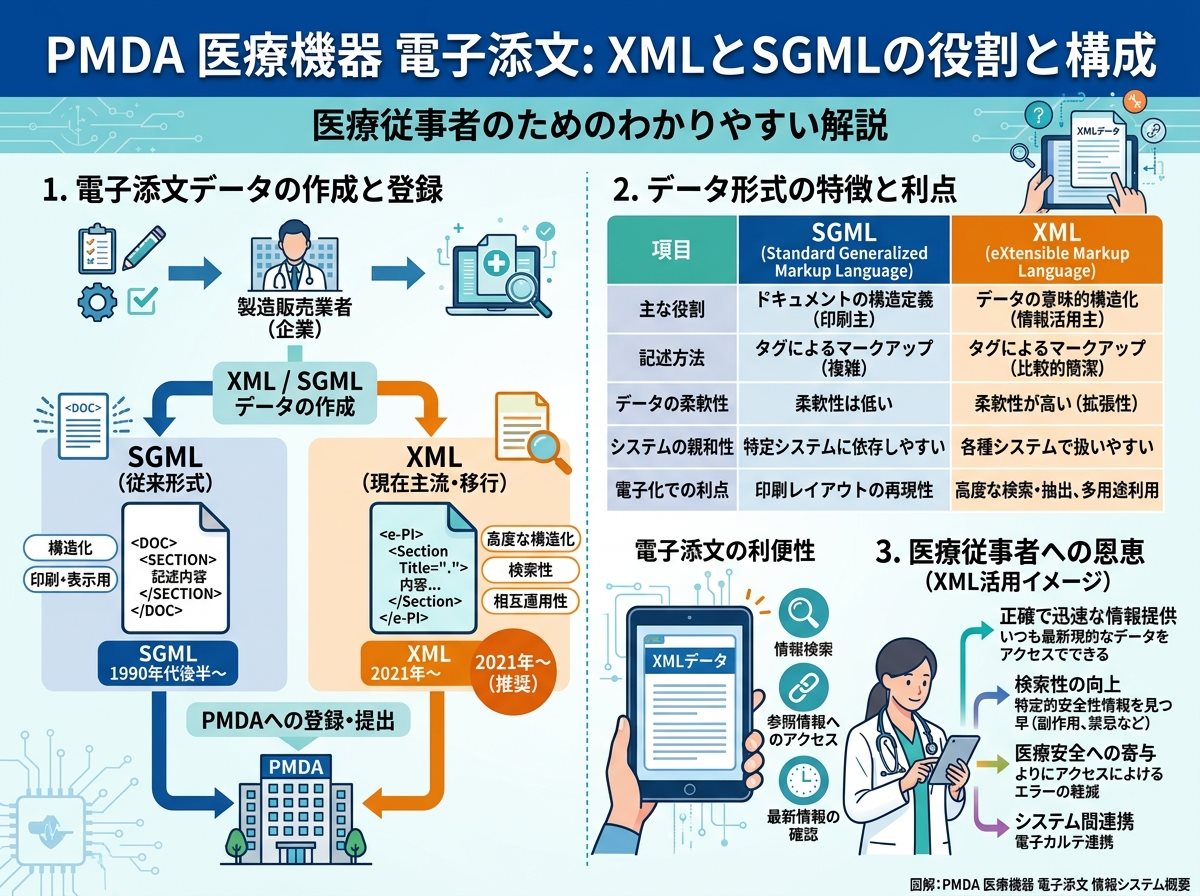 pmda 医療機器 電子添文 XMLとSGML