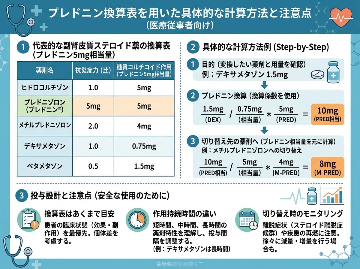 プレドニン換算表を用いた具体的な計算方法と注意点