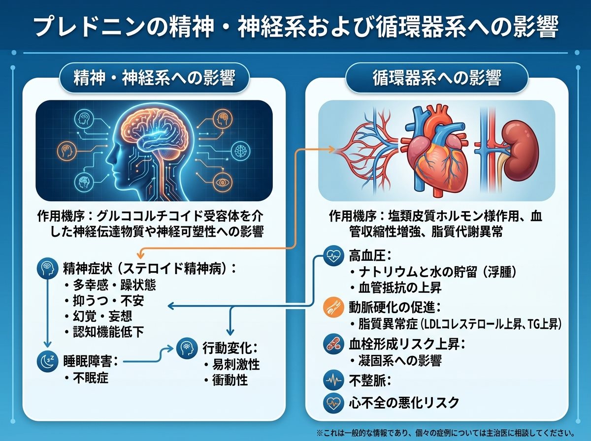 プレドニンの精神・神経系および循環器系への影響