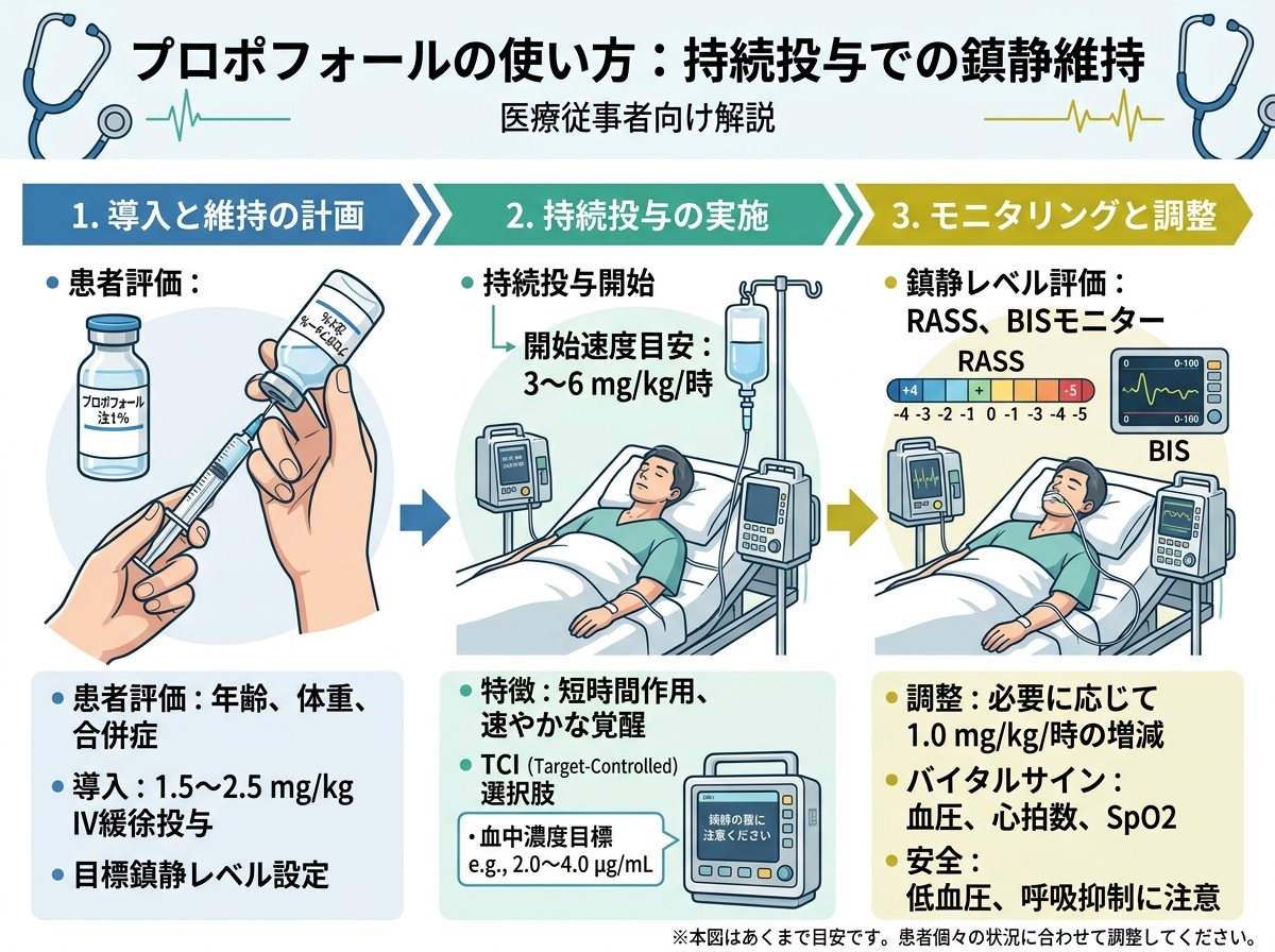 プロポフォールの使い方:持続投与での鎮静維持