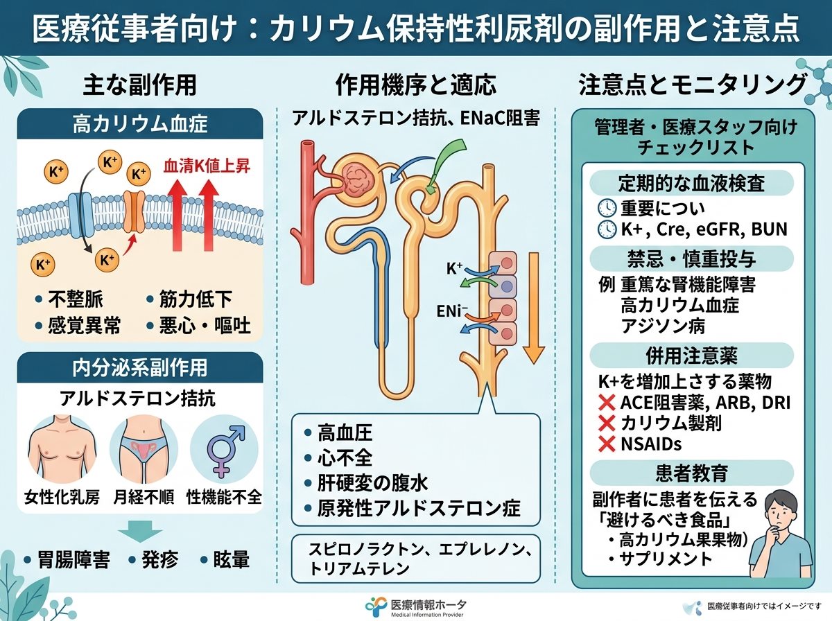 利尿剤カリウム保持性の副作用と注意点