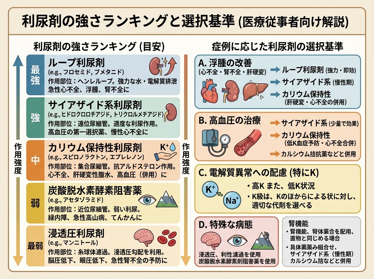 利尿剤の強さランキングと選択基準