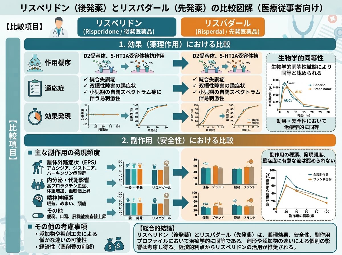 リスペリドンの効果と副作用におけるリスパダールとの比較