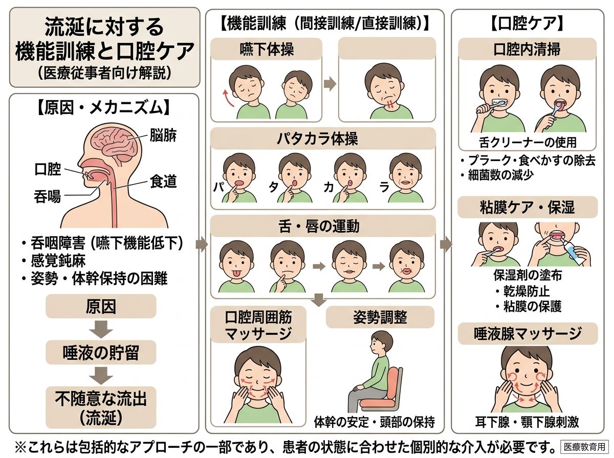 流涎に対する機能訓練と口腔ケア