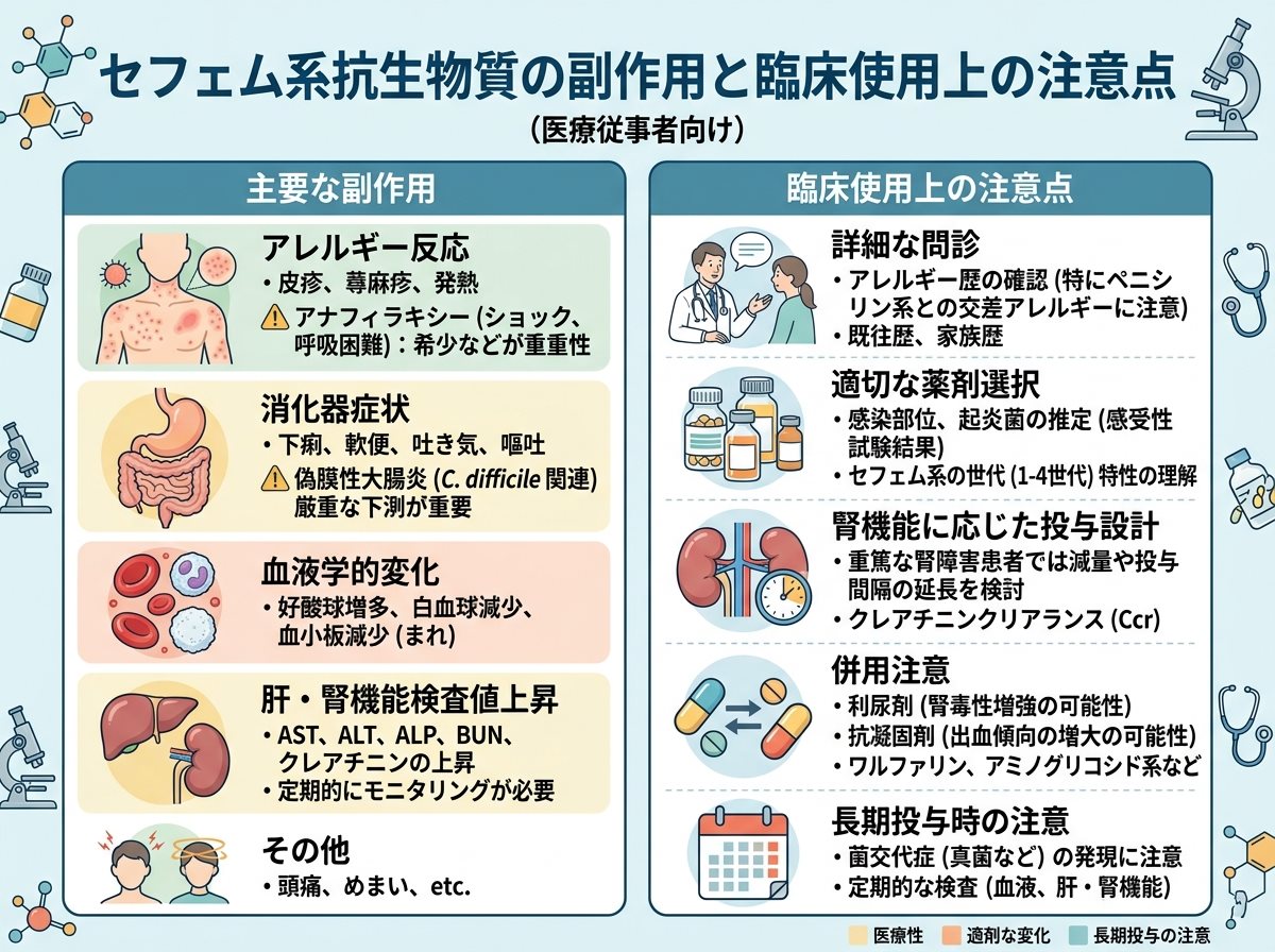 セフェム系抗生物質の副作用と臨床使用上の注意点
