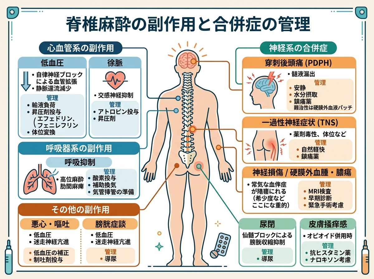 脊椎麻酔の副作用と合併症の管理