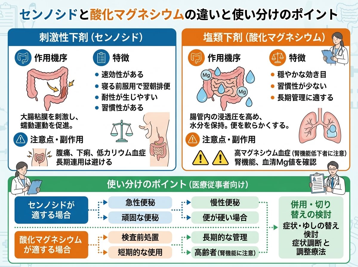 センノシドと酸化マグネシウムの違いと使い分けのポイント