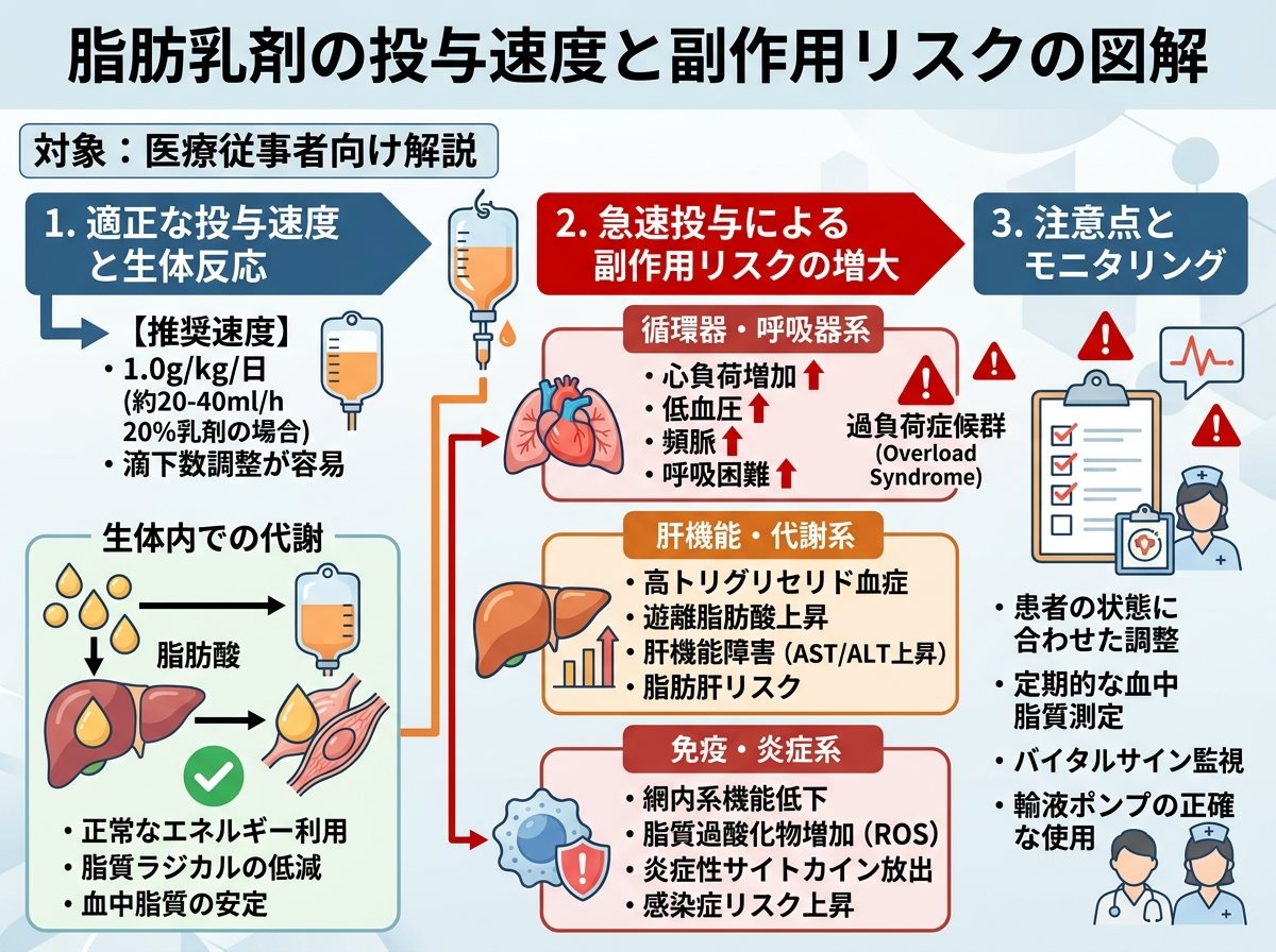 脂肪乳剤の投与速度による副作用のリスク