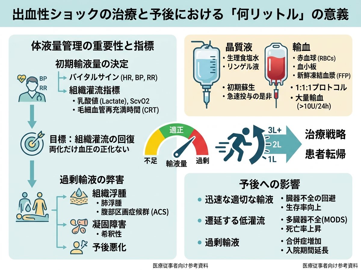 出血性ショックの治療と予後における何リットルの意義