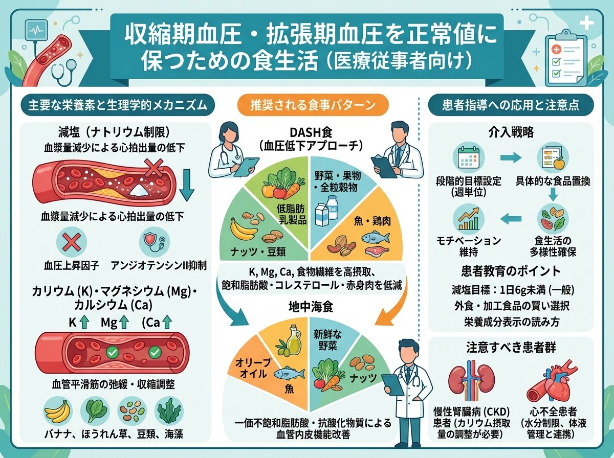 収縮期血圧と拡張期血圧を正常値に保つための食生活