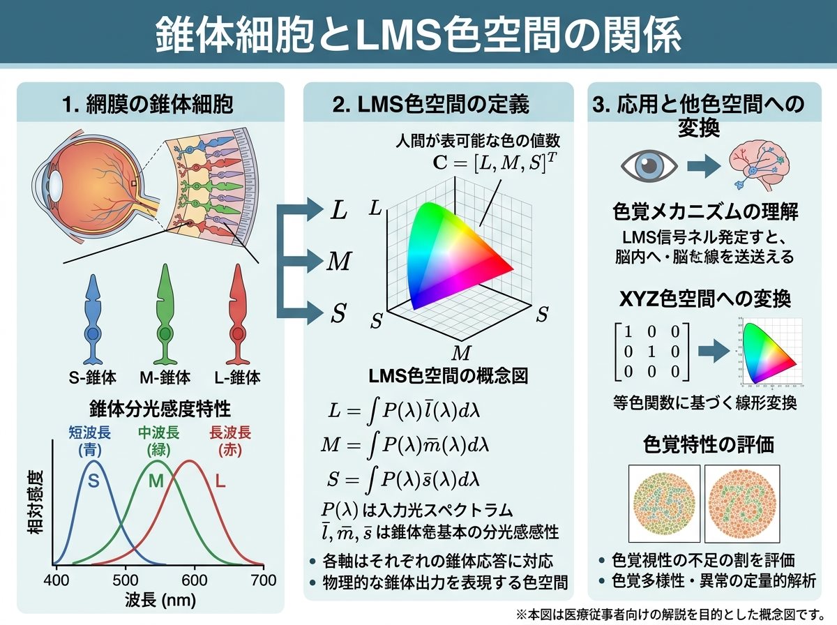 錐体細胞とLMS色空間の関係