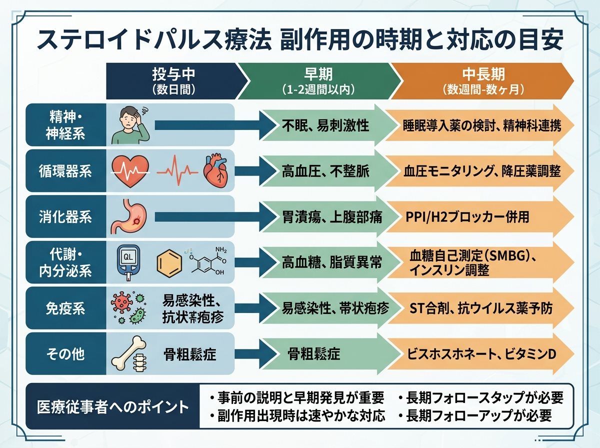 ステロイドパルス療法 副作用 いつまで 症状別の目安