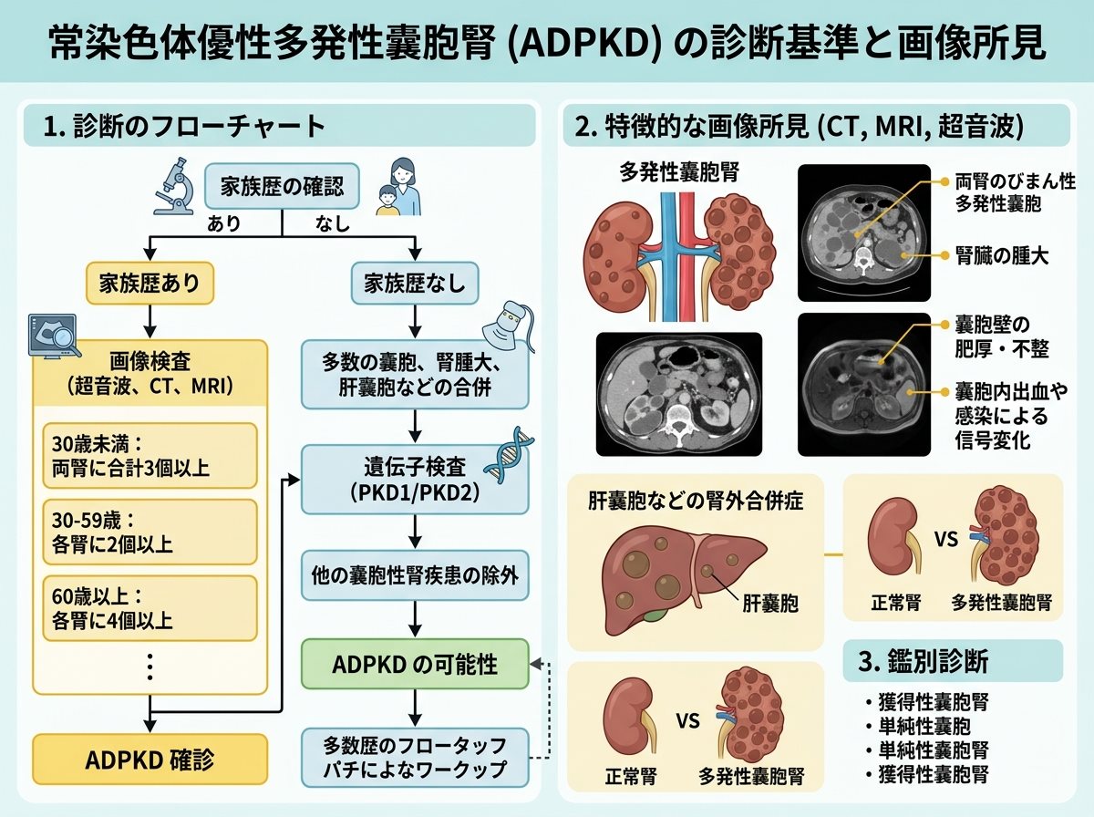 多発性嚢胞腎の診断基準と画像所見
