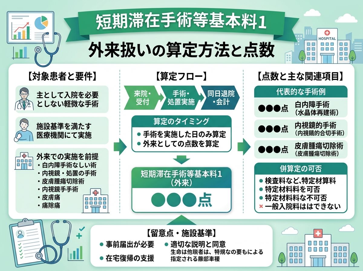 短期滞在手術等基本料1 外来扱いの算定方法と点数