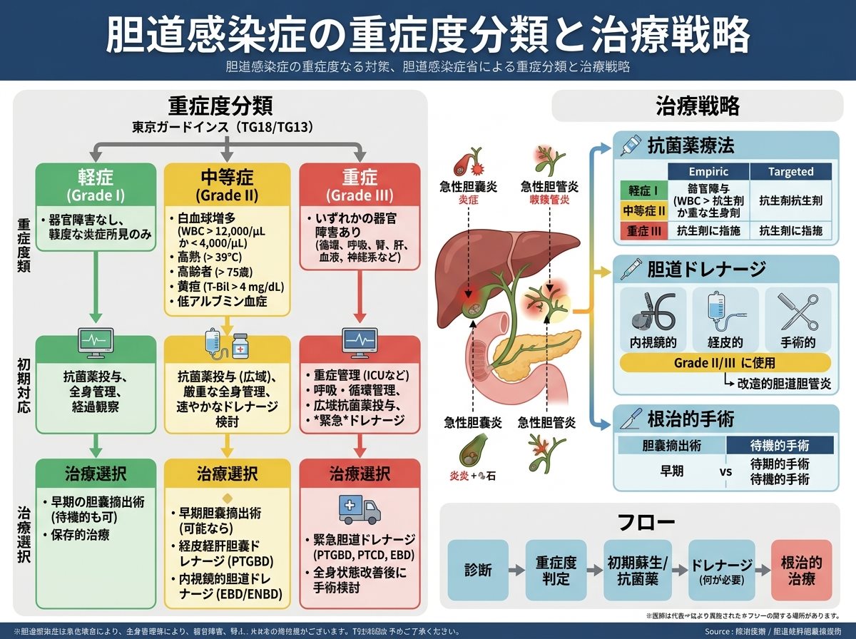 胆道感染症の重症度分類と治療戦略