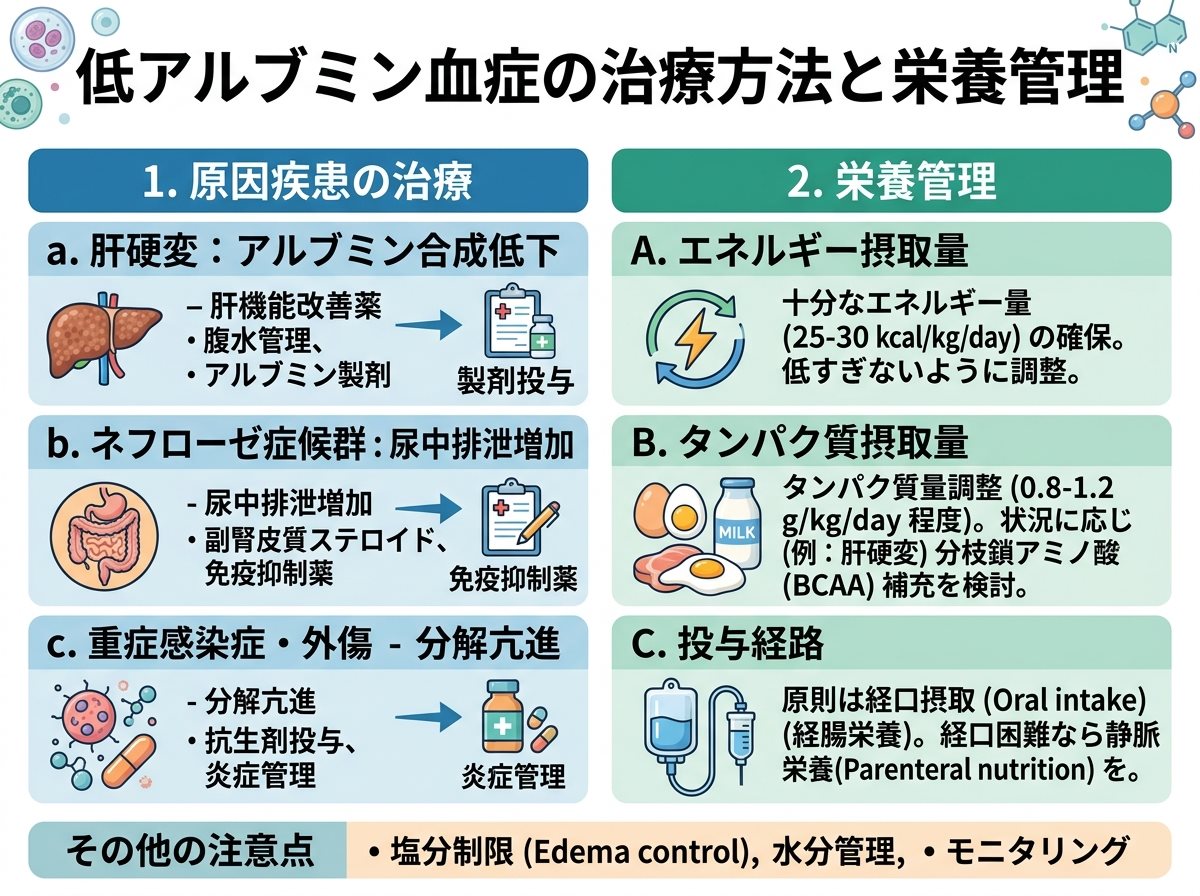低アルブミン血症の治療方法と栄養管理