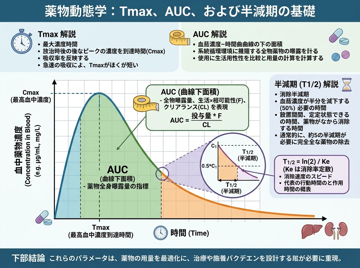 tmax 薬物動態のAUCと半減期