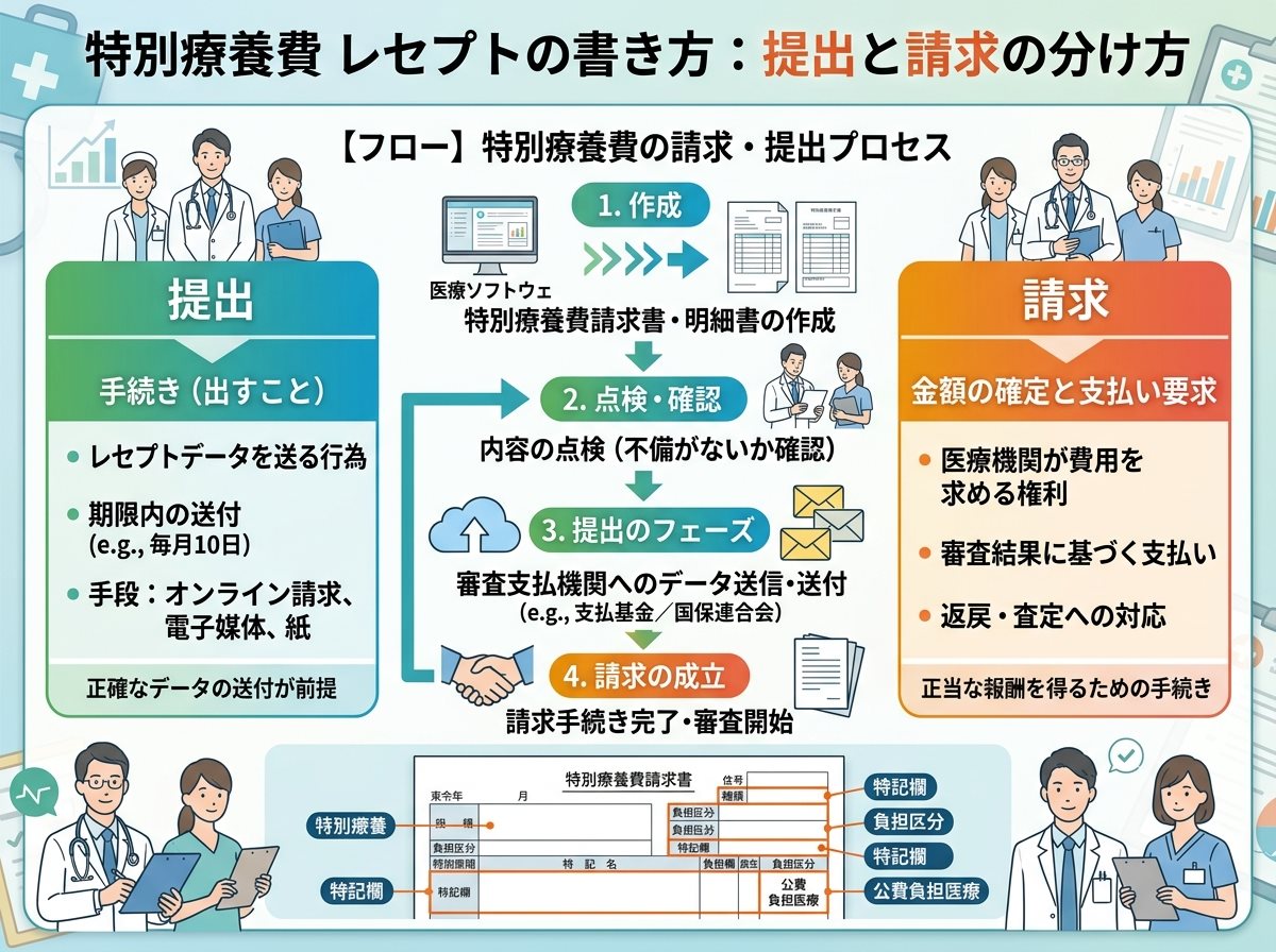 特別療養費のレセプトの書き方：提出と請求の分け方