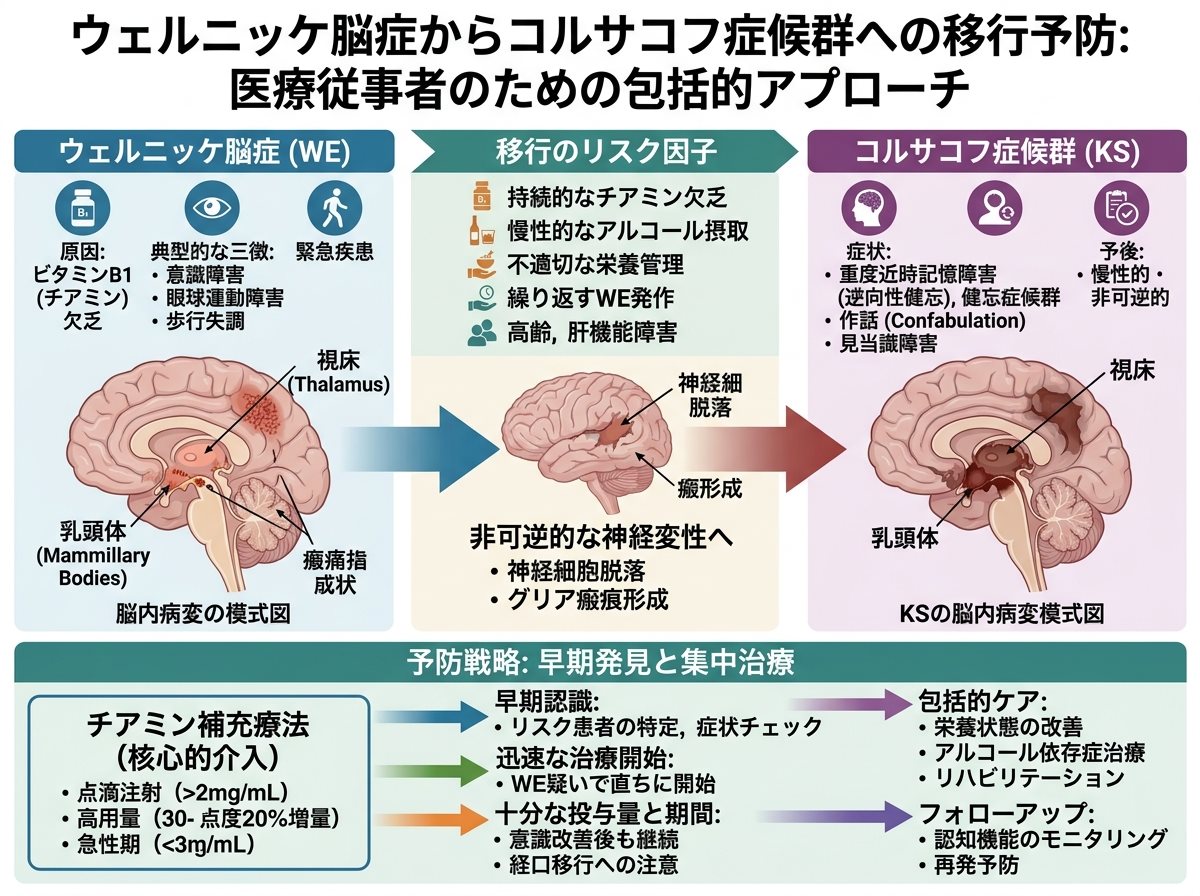 ウェルニッケ脳症からコルサコフ症候群への移行予防
