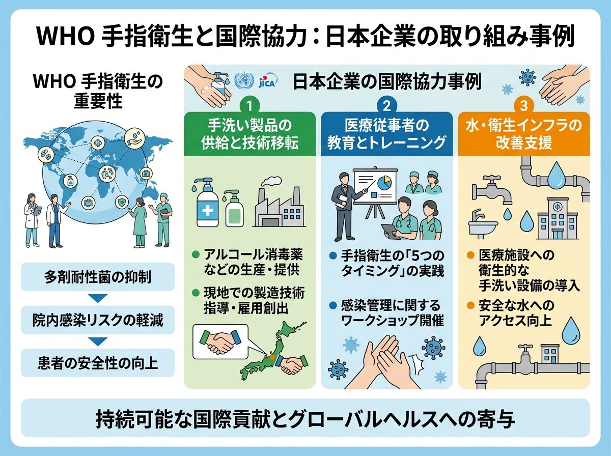 WHO 手指衛生と国際協力：日本企業の取り組み事例