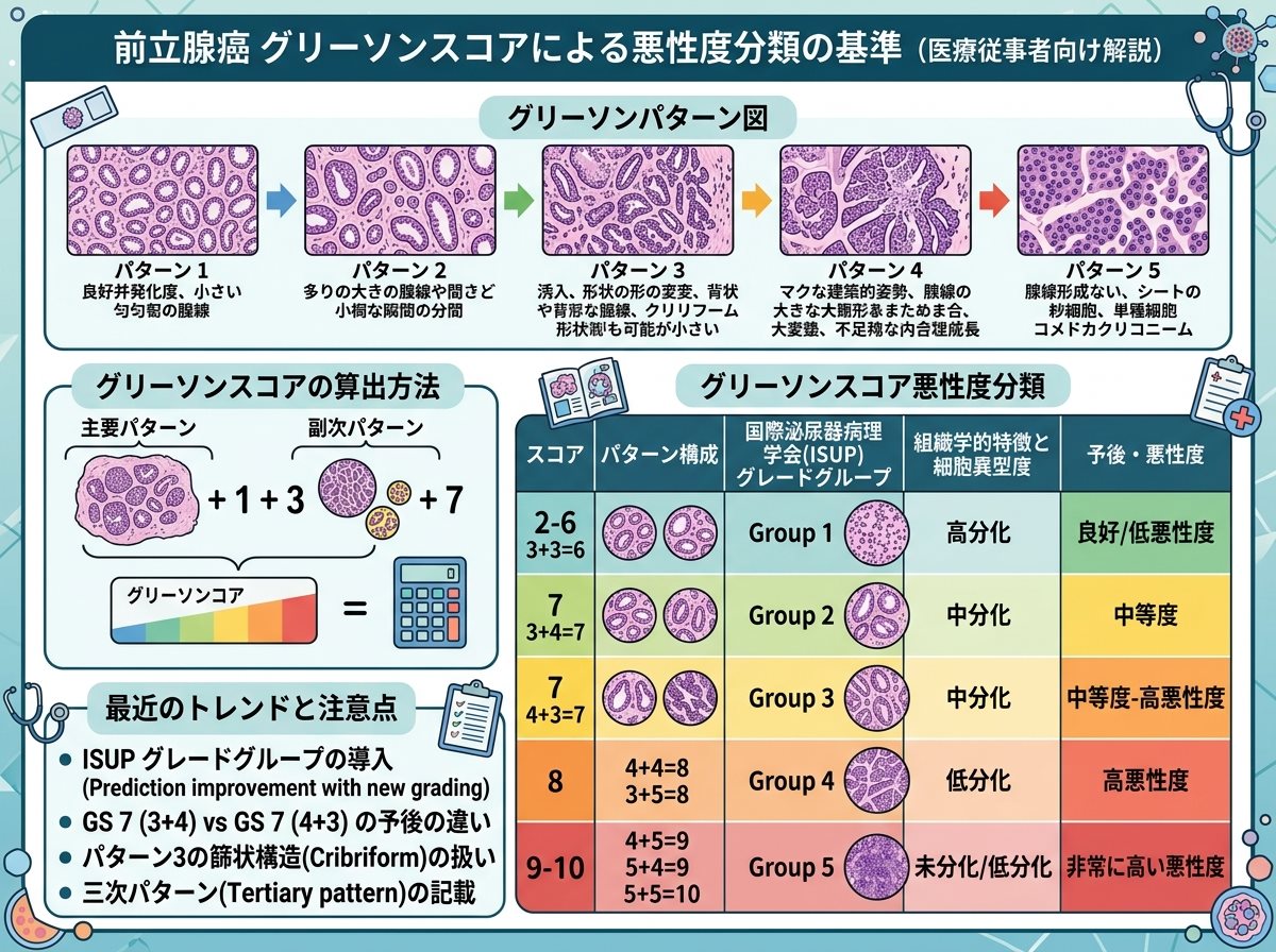前立腺癌のグリーソンスコアによる悪性度分類の基準