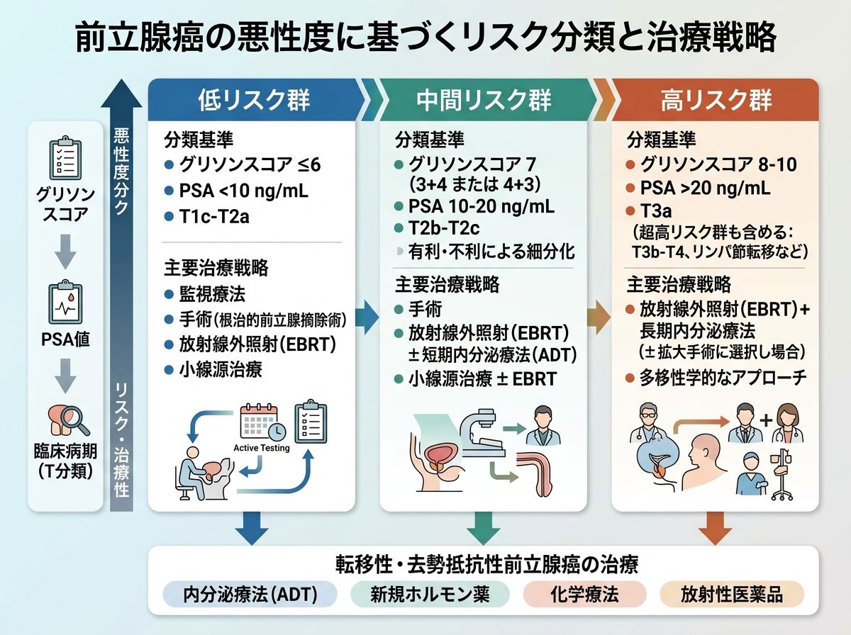 前立腺癌の悪性度に基づくリスク分類と治療戦略