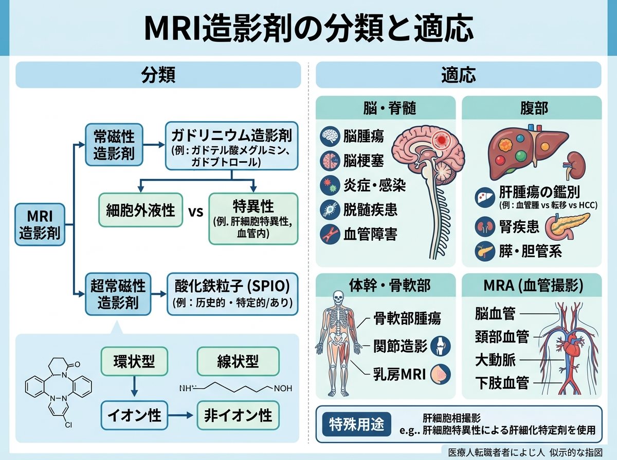 MRI造影剤の分類と適応