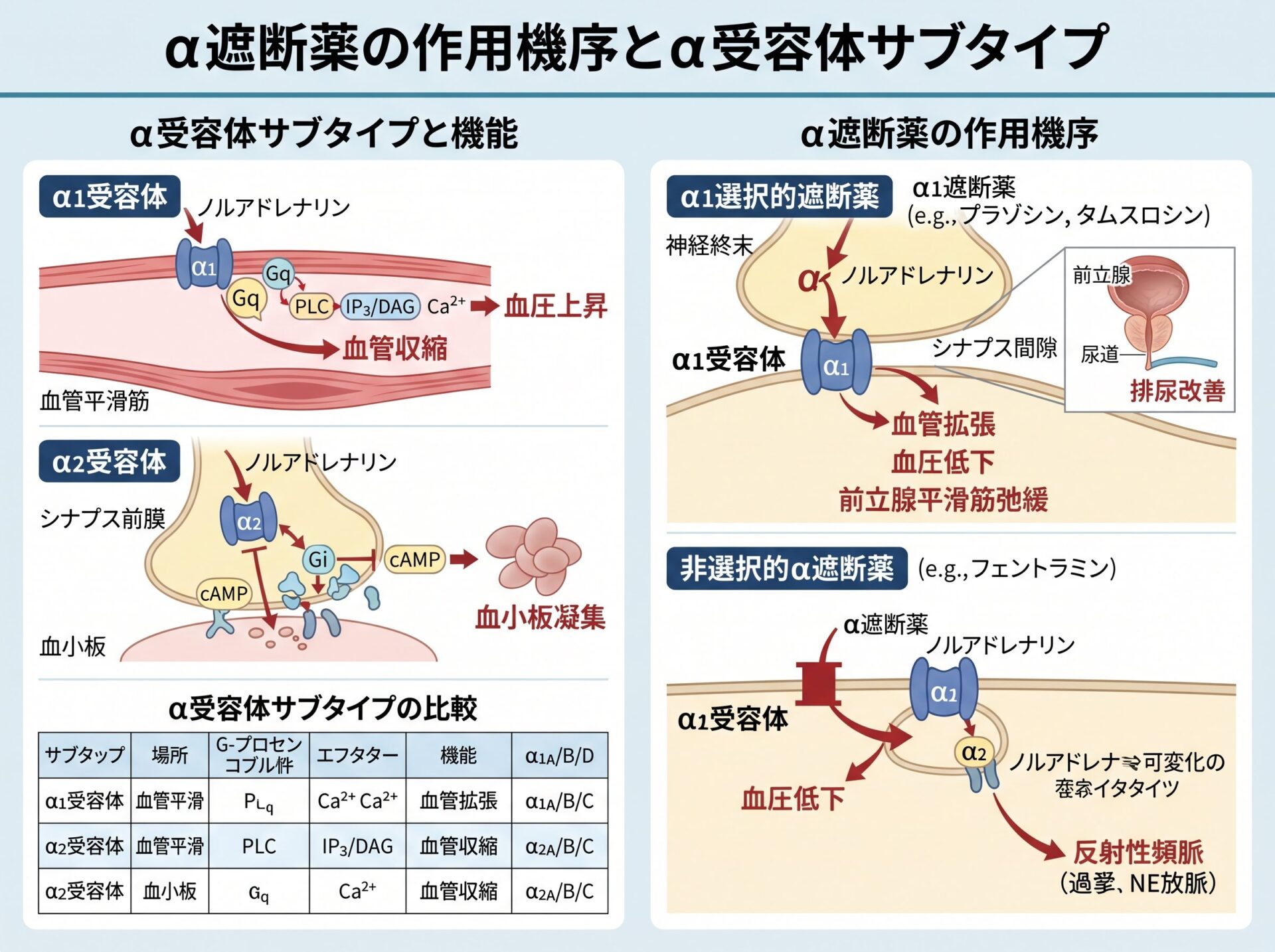 α遮断薬の作用機序とα受容体サブタイプ