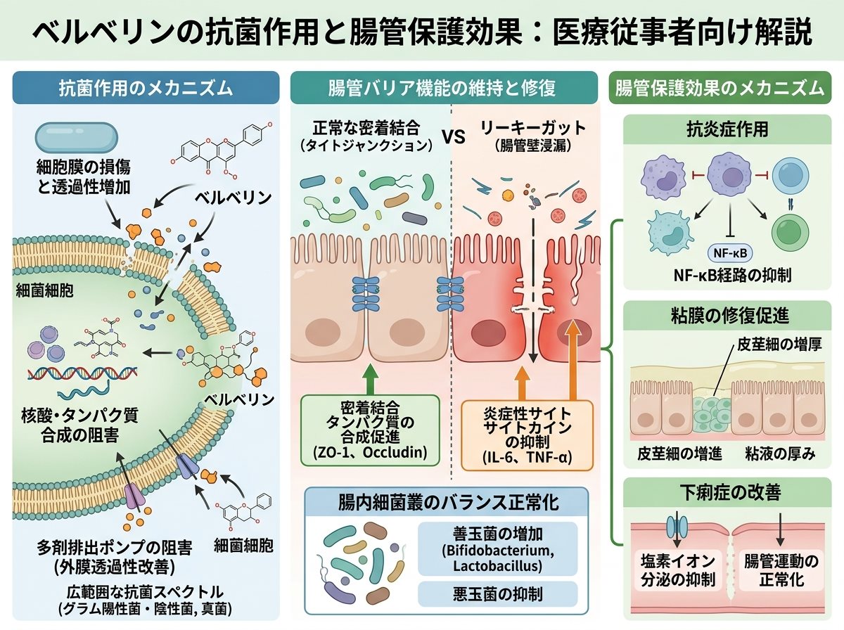 ベルベリンの抗菌作用と腸管保護効果