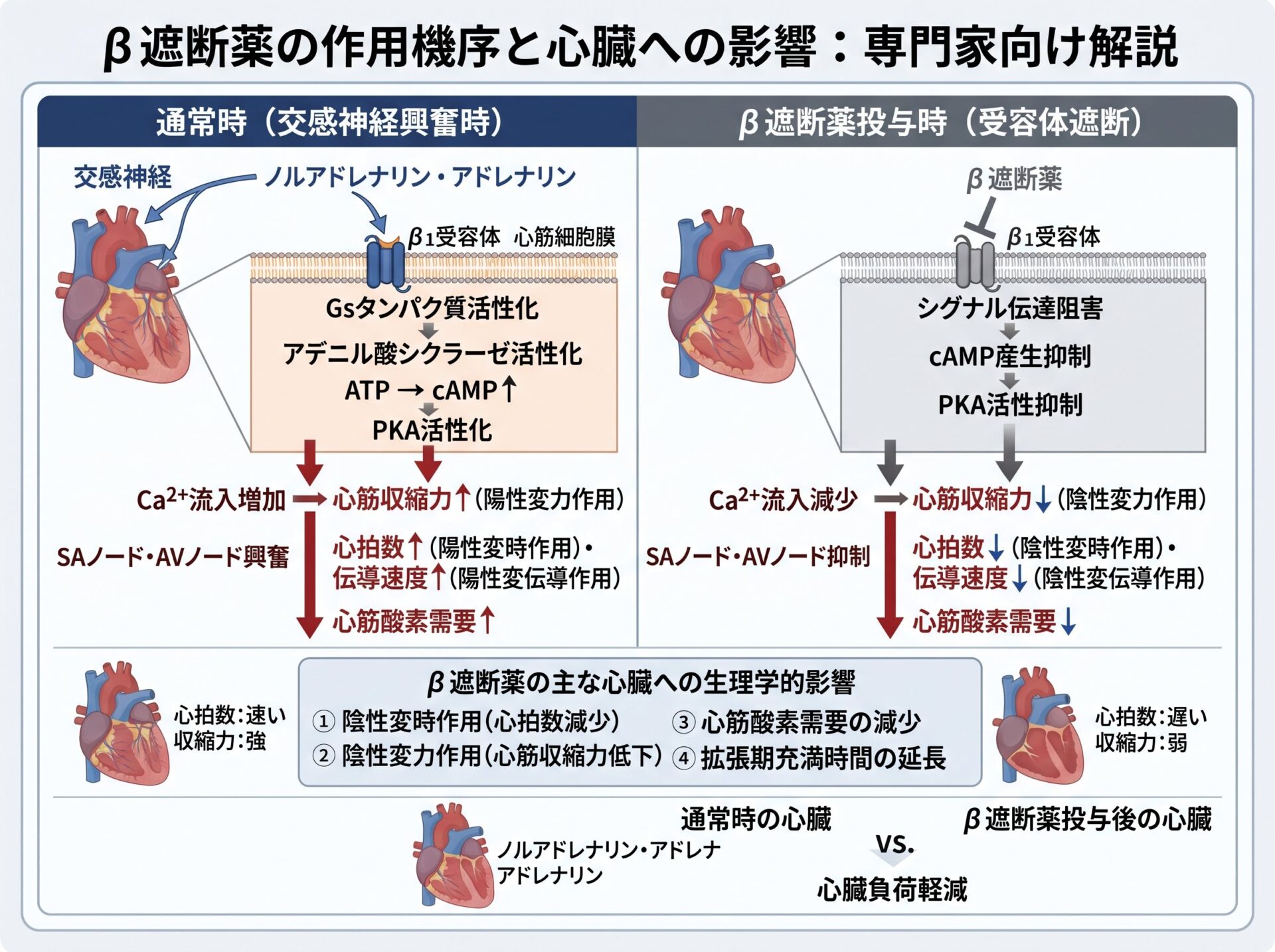 β遮断薬の作用機序と心臓への影響