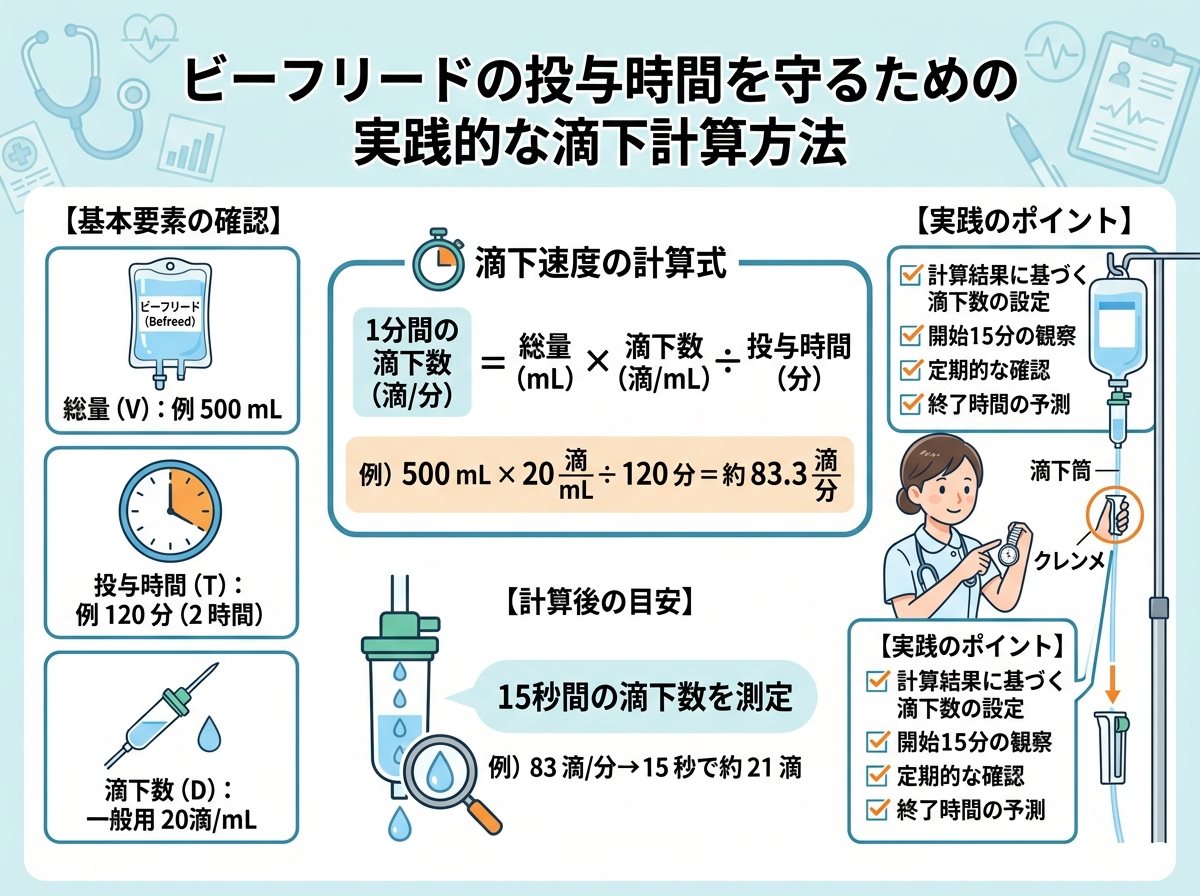 ビーフリードの投与時間を守るための実践的な滴下計算方法