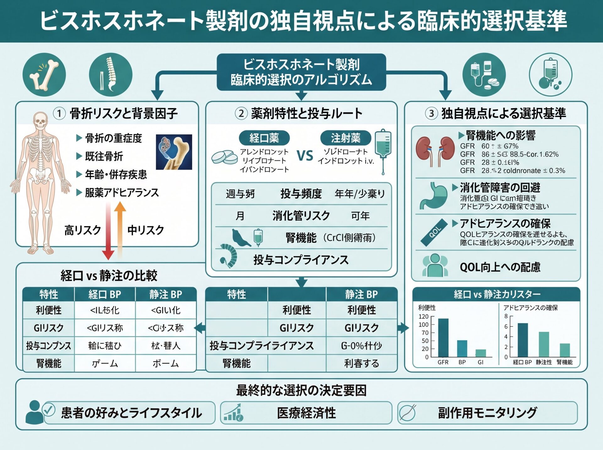 ビスホスホネート製剤の独自視点による臨床的選択基準