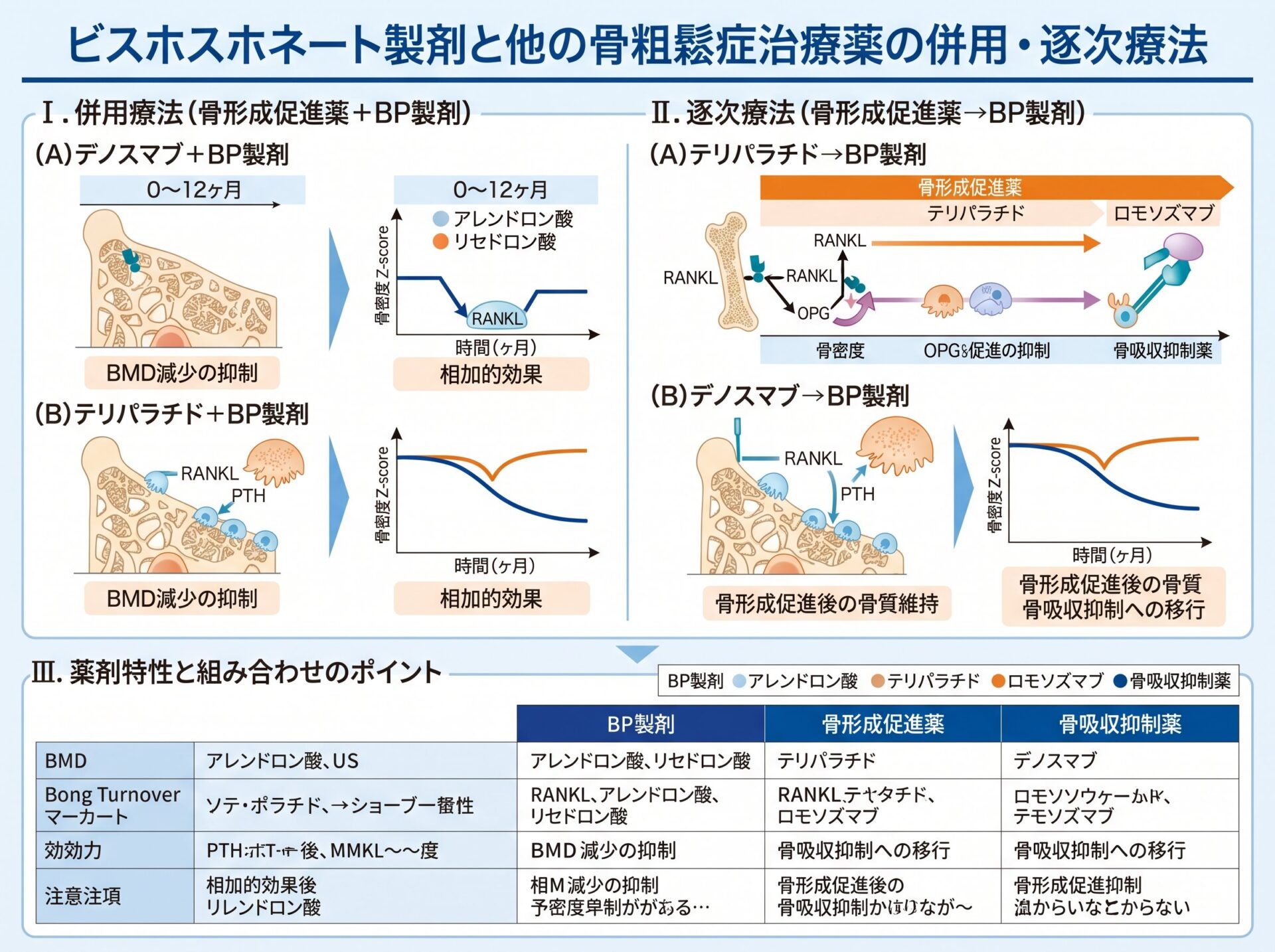 ビスホスホネート製剤と他の骨粗鬆症治療薬の併用・逐次療法