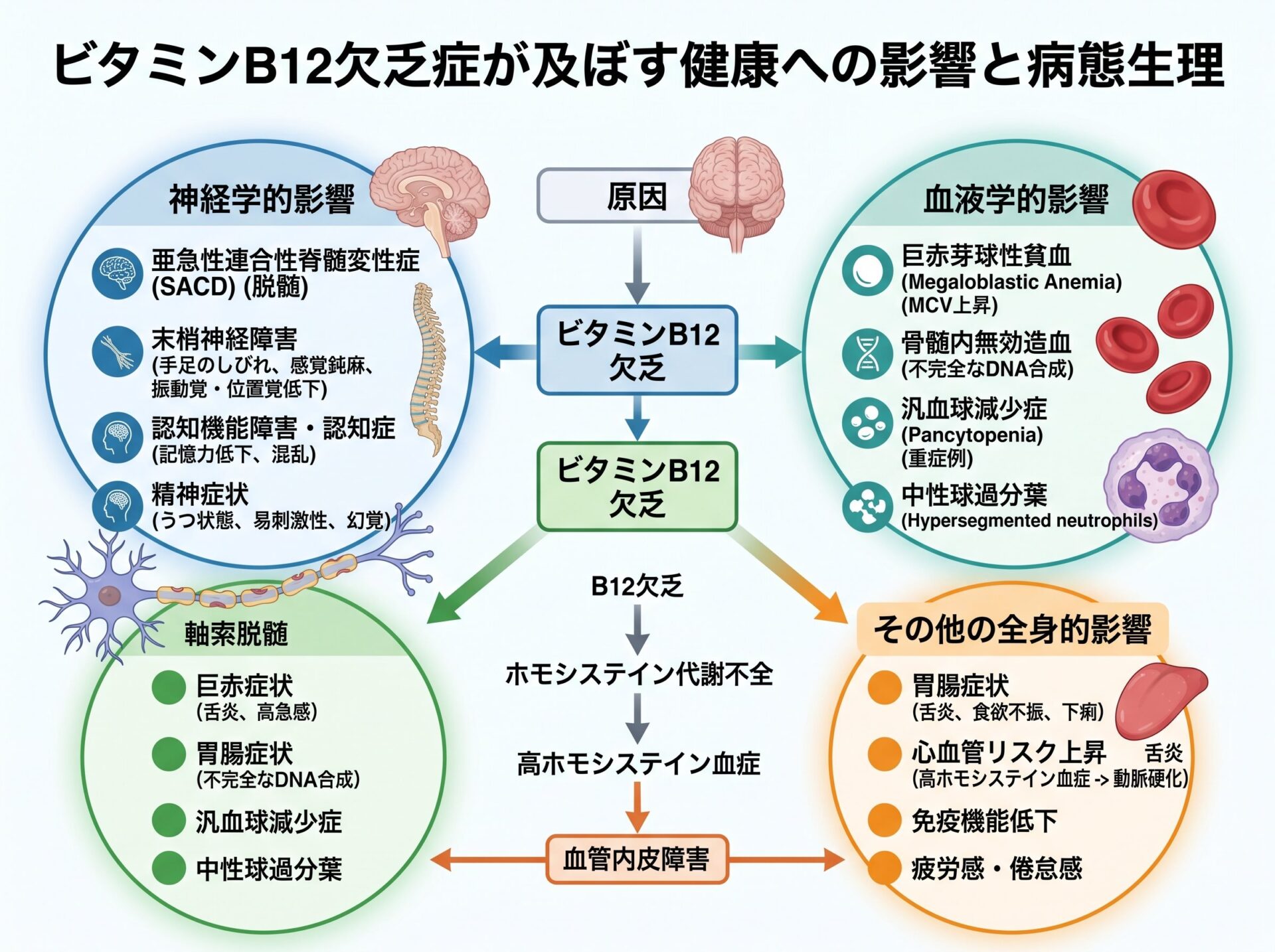 ビタミンB12欠乏症が及ぼす健康への影響