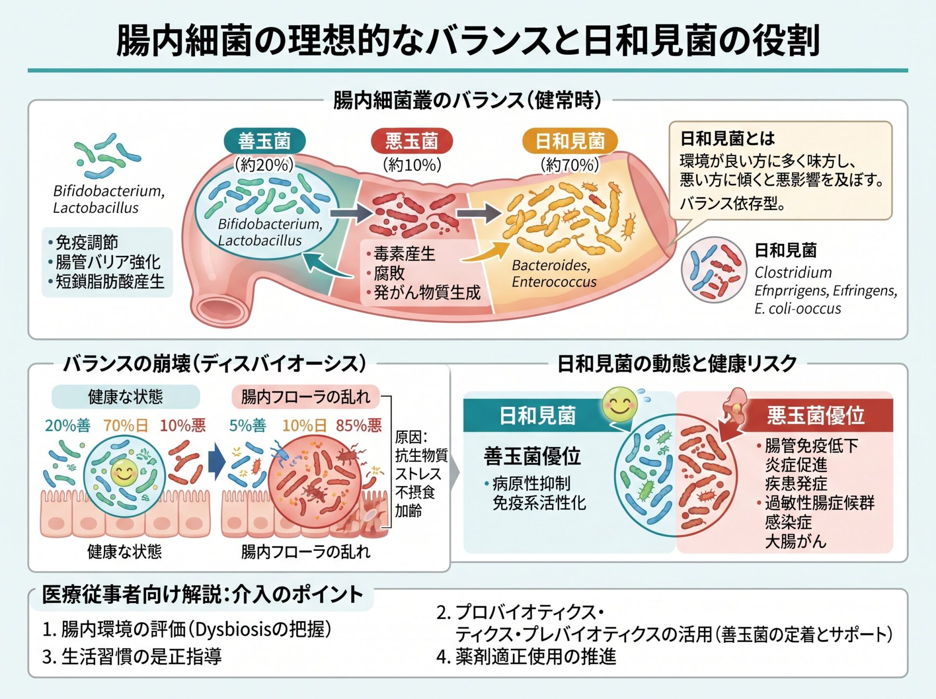 腸内細菌の理想的なバランスと日和見菌の役割
