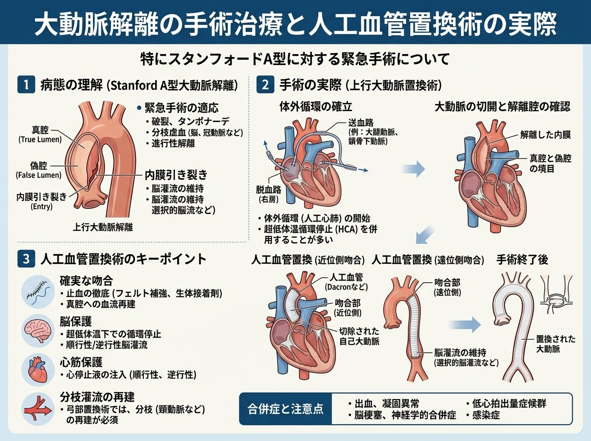 大動脈解離の手術治療と人工血管置換術の実際