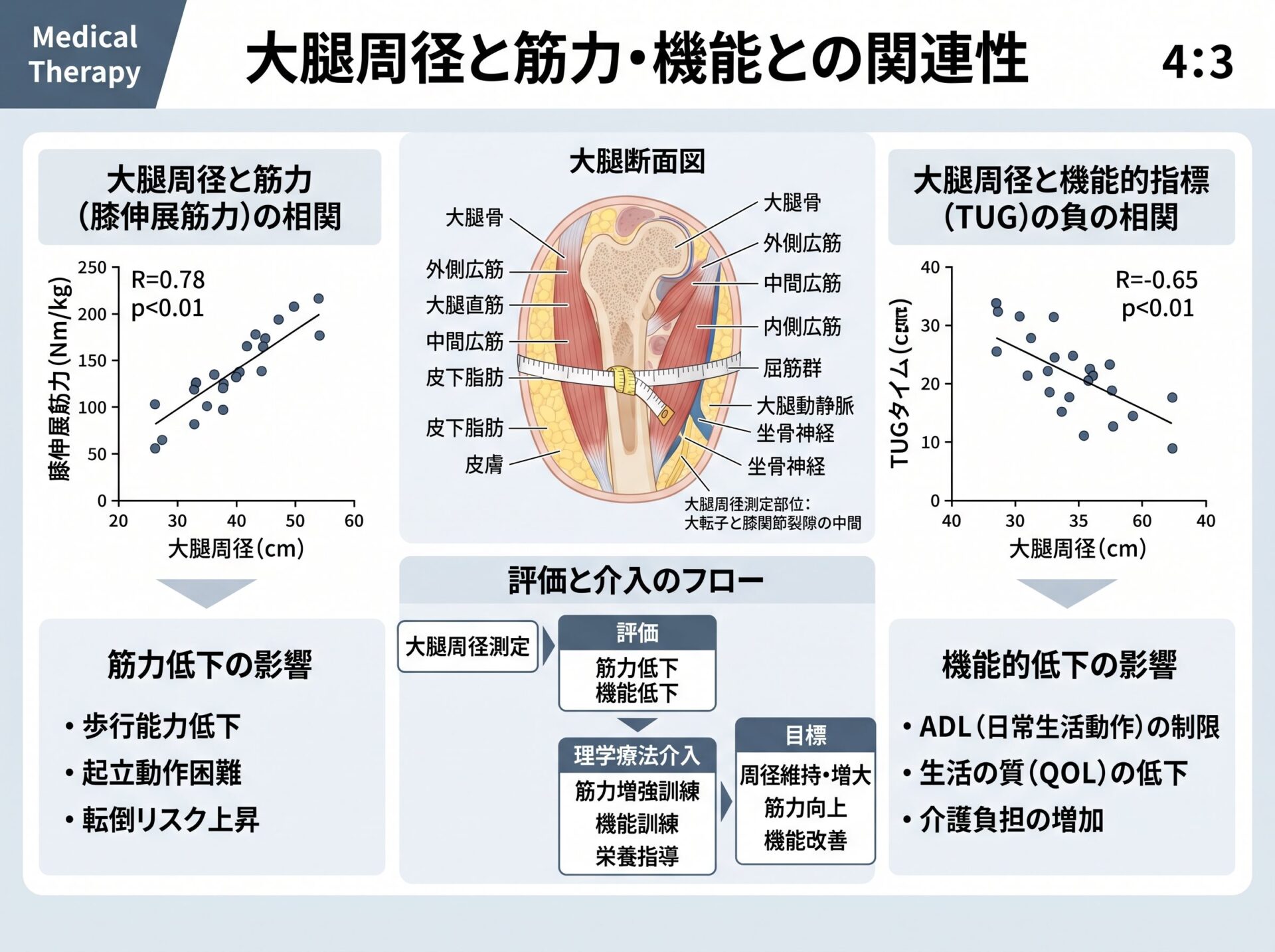 大腿周径と筋力・機能との関連性